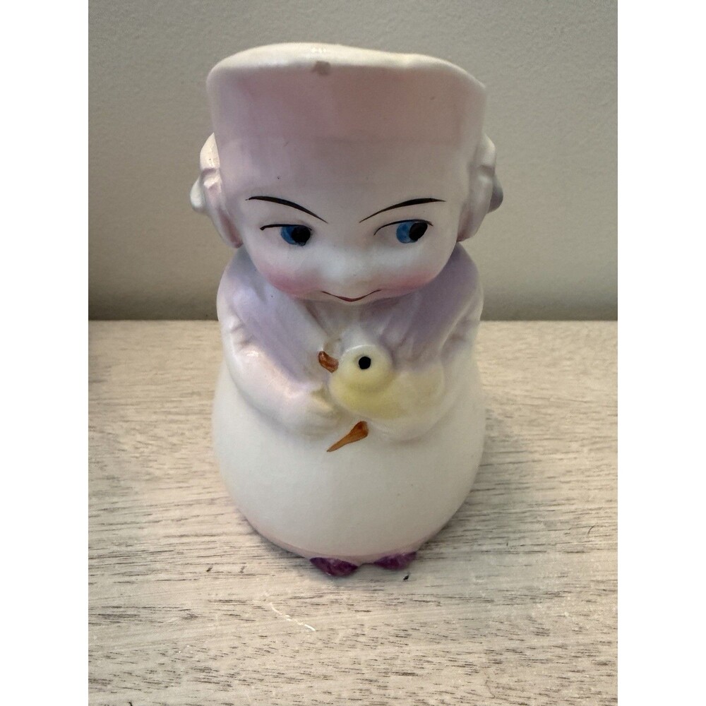 Antique Germany Girl Chick Figurine Pitcher Planter Vase